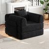 Schlafsofa mit Armlehnenfach & Stahlrahmen, umwandelbar Einzelsitz Sofa Bett mit rutschfester Unterlage,Schwarz Bild 2
