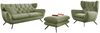 KAWOLA Sitzgruppe CHARME 2,5-Sitzer Sessel Hockerbank Cord olivgrün 94 x 95 x 200 cm Bild 3