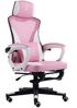 Gaming Stuhl im modernen Racing-Design mit einklappbarer Fußstütze - Gaming Chair mit flexiblen Armlehnen - ergonomischer Gaming Schreibtischstuhl mit extra Stützkissen Schwarz/Rosa Bild 2