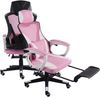 Gaming Stuhl im modernen Racing-Design mit einklappbarer Fußstütze - Gaming Chair mit flexiblen Armlehnen - ergonomischer Gaming Schreibtischstuhl mit extra Stützkissen Schwarz/Rosa Bild 5