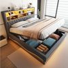 STILVORA Polsterbett 180x200 mit LED-Licht&USB,Jugendbett Doppelbett mit Lattenrost,Grau (mit Hydraulischem Stauraum, APP-gesteuertes LED-Lichtband, USB-Ladeanschluss, Leinenbezug, Platzsparendes Bett mit Stauraum für Bücher und Bettzeug, 180x200 cm), ... Bild 2