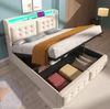 Doppelbett 140x200 cm mit LED, USB-C, hydraulischem Stauraum in Beige(Mit Matratze) Bild 4
