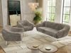 Wohnzimmerset PIRS 1-1-3, Skandinavisches 3-Sitzer Sofa mit Sesseln, Sofa mit Wellenfederung, weiße Füße, Skandinavisches Möbelset - Hellbraun Cord Bild 3