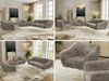 Wohnzimmerset PIRS 1-1-3, Skandinavisches 3-Sitzer Sofa mit Sesseln, Sofa mit Wellenfederung, weiße Füße, Skandinavisches Möbelset - Hellbraun Cord Bild 2