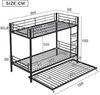 Etagenbett 90×200 cm mit Ausziehbett 90×190 cm, Rausfallschutz, Metall, Schwarz, ohne Matratze Bild 5