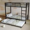 Etagenbett 90×200 cm mit Ausziehbett 90×190 cm, Rausfallschutz, Metall, Schwarz, ohne Matratze Bild 4