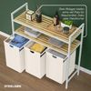 STEELSØN 'Rigil' Wäschesammler, weiß, Wäschekorb inkl. 3 Wäschesäcke je 40 Liter aus Oxford-Gewebe, ausziehbar, Wäschebox mit 2 Bambus-Ablageflächen Bild 4