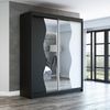 Schwebetürenschrank RIMA 2-türig Schrank 160 cm (mit Spiegel) Farbe: Schwarz , weiß Bild 2