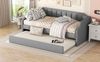 Merax Jugendbett, Kinderbett 90 x 200(190)cm Daybett, Gepolstertes Einzeltagesbett mit Rollbett, Grau Bild 3