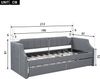 Merax Jugendbett, Kinderbett 90 x 200(190)cm Daybett, Gepolstertes Einzeltagesbett mit Rollbett, Grau Bild 4