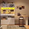 Buffet-Anrichte hoher Schrank mit ausziehbarer Platte, LED-Beleuchtung & Stecktafel in Weiß, 137x45x178 cm Bild 2