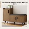 SeedWave Schuhschrank 100×34cm Schuhregal mit Leinen Gepolstertem Sitzbank, 2 Schranktüren kompakte Bauweise, 12 Paar Schuhe passen hinein Bild 2