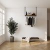 RSR Hangers Garderobenleiste Kleiderstange Garderobe „MIK“ mit Eichenholz Ablage Bild 4