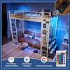 Hochbett Metall mit 4 Schubladen, LED & USB-Anschluss, 90x200 cm, Weiß, ohne Matratze Bild 5
