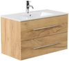 Badmöbel Set Firenze 90 3tlg. LED Spiegel und Seitenschrank eiche gold : Eiche Gold Bild 2