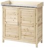 Outsunny Geräteschrank mit verzinkter Arbeitsplatte, 2 Regalböden (Outdoor Gartenschrank, 1-St, Pflanztisch mit Unterschrank) für Garten Balkon Terrasse 83 x 40 x 92cm Naturholz Bild 4