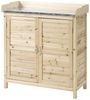 Outsunny Geräteschrank mit verzinkter Arbeitsplatte, 2 Regalböden (Outdoor Gartenschrank, 1-St, Pflanztisch mit Unterschrank) für Garten Balkon Terrasse 83 x 40 x 92cm Naturholz Bild 5