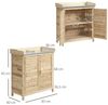 Outsunny Geräteschrank mit verzinkter Arbeitsplatte, 2 Regalböden (Outdoor Gartenschrank, 1-St, Pflanztisch mit Unterschrank) für Garten Balkon Terrasse 83 x 40 x 92cm Naturholz Bild 2