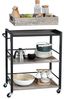 Vasagle Servierwagen, Küchenwagen, abnehmbares Tablett, mit verstellbaren Füßen und Rollen, Küchenregal, Stahlrahmen, 40 x 72 x 86 cm, Industrie-Design, greige meliert-tintenschwarz Bild 5