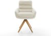Drehstuhl Abelia-Flex mit Armlehnen Teddystoff Beige Holzgestell kantig Natur 180° drehbar Bild 2