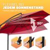 Kingsleeve Sonnenschirm Ø 330cm Rot mit UV-Schutz 50+ wasserabweisend Ampelschirm Bild 5