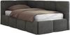 Jugendbett 90x200 ARVO Polsterbett mit Bettkasten, Stauraum & Gasdruckfeder, Modernes Design mit Kopfteil - Dunkelgrau Velvet - Links Seite Bild 5