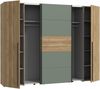 Dreh-/Schwebetürenschrank >NARAGO< 10 Böden, 2 Stangen, Salbei / Eiche Dekor - 270,3x210,5x61,2cm (BxHxT) Bild 5