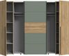 Dreh-/Schwebetürenschrank >NARAGO< 10 Böden, 2 Stangen, Salbei / Eiche Dekor - 270,3x210,5x61,2cm (BxHxT) Bild 4