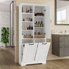 Merax Hochschrank Badkommode Badschrank mit verstellbaren Regalen (1-St) Badezimmerschrank mit 2 Wäschekörben, 1 Tür und 7 Fächern, 78x35x172cm Bild 5