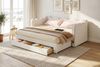 Merax Polsterbett, 90x200 cm Daybett, Tagesbett, Sofabett, mit 2 Schubladen für Stauraum, Schlafsofa, Tagbett, ausziehbar auf 180 cm, mit USB-Anschluss, bouclé, beige Bild 3