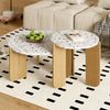 Couchtisch-Set 2-teilig aus MDF mit Nesting-Design, 70x70x35 & 50x50x45,5 cm, Natural Bild 2