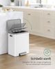 Songmics Mülleimer Küche, Mülltrennsystem 2x15 L, 2 Fächer für Recycling und Restmüll, Abfalleimer, Inneneimer, Stahl, Softclose-Deckel, breites robustes Pedal, wolkenweiß LTBDE544W02 Bild 3