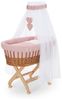 FabiMax Stubenwagen Natur, 2 in 1 Musselin / Waffelpiqué Komplettset Rosa mit Decke und Kissen Bild 3