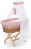 FabiMax Stubenwagen Natur, 2 in 1 Musselin / Waffelpiqué Komplettset Rosa mit Decke und Kissen Bild 4