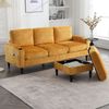 Sofa 196,5 x 75 x 77 cm Gelb aus Chenille, 4-Sitzer mit Hocker, Stauraum, Getränkehaltern und Seitentaschen Bild 4