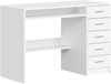 Schreibtisch, Computertisch mit 5 Schubladen, Bürotisch mit Minimalistischem Design, moderner PC Tisch, 108 x 50 cm, geeignet für Arbeitszimmer, Büro, Schlafzimmer, Weiß Bild 2