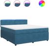 vidaXL Boxspringbett mit Matratze Blau 180x200 cm Samt 3290104 Bild 2