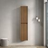 Badezimmer-Wandschrank, hoher schmaler Aufbewahrungsschrank mit 2 Türen 4 Fächer innen geeignet für kleine Räume anwendbar auf Bad Wohnzimmer und Wäscherei, MDF, Espresso, 140cm Bild 3