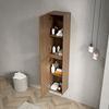 Badezimmer-Wandschrank, hoher schmaler Aufbewahrungsschrank mit 2 Türen 4 Fächer innen geeignet für kleine Räume anwendbar auf Bad Wohnzimmer und Wäscherei, MDF, Espresso, 140cm Bild 2
