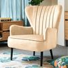 SVITA ARTHUR Ohrensessel Sessel Relaxsessel Modern Gepolstert Samt Hellbraun Bild 2