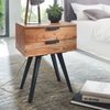 Nachtkonsole 47 x 65 x 35 cm Akazie Massivholz Nachttisch Boxspringbett, Nachtkästchen 2 Schubladen, Nachtschrank Modern mit Metallbeinen, Nachtkommode Massiv Bild 2