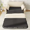 Ausziehbares 2-Sitzer-Schlafsofa mit Schlaffunktion, USB-Ladeanschluss, klappbarem Seitentisch, Matratze, zwei Bettlaken und zwei Kissen, Beige Bild 5