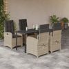 vidaXL 5-tlg. Garten-Essgruppe mit Kissen Hellgrau Poly Rattan 3212423 Bild 1