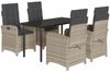 vidaXL 5-tlg. Garten-Essgruppe mit Kissen Hellgrau Poly Rattan 3212423 Bild 2