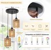 POPOLIC Pendelleuchte Boho Rattan Hängeleuchte 1/3-flammige, Deckenleuchten Wohnzimmer, mit 3 Glühbirne-Warmes Weiß, LED fest integriert, Boho Natur Wohnzimmer Esszimmerlampe Bild 3