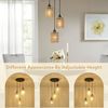 POPOLIC Pendelleuchte Boho Rattan Hängeleuchte 1/3-flammige, Deckenleuchten Wohnzimmer, mit 3 Glühbirne-Warmes Weiß, LED fest integriert, Boho Natur Wohnzimmer Esszimmerlampe Bild 2