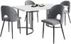 Esstisch 140x80x75 cm mit 4 Samtstühlen Grau – 5-teiliges Set, MDF-Tischplatte mit Marmor-Optik, verstellbare Beine,weiß und grau Bild 3