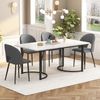 Esstisch 140x80x75 cm mit 4 Samtstühlen Grau – 5-teiliges Set, MDF-Tischplatte mit Marmor-Optik, verstellbare Beine,weiß und grau Bild 2