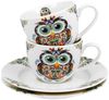 DUO ETNO 2er-Set Espressotassen 90 ml OWL mit Untertassen, New Bone China Porzellan Bild 4