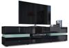 Vladon Lowboard Flow, TV-Kommode mit Ambient Light Verglasung mit 2 Türen, 1 Schublade und 1 Klappe, Schwarz matt/Schwarz Hochglanz (177 x 45 x 39 cm) Bild 5